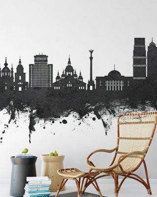 Kyiv Ukraine Skyline Black & White