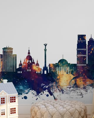 Kyiv Ukraine Skyline Blue & Bronze
