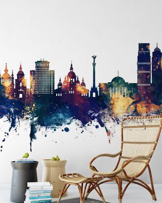 Kyiv Ukraine Skyline Blue & Bronze