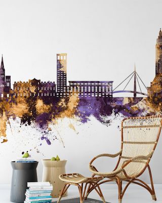 Le Havre France Skyline Purple & Gold
