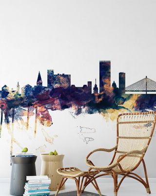 Liege Belgium Skyline Blue & Bronze