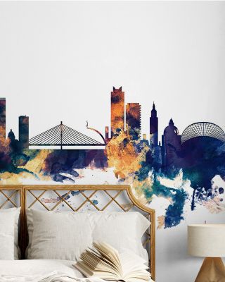 Liege Belgium Skyline Blue & Bronze