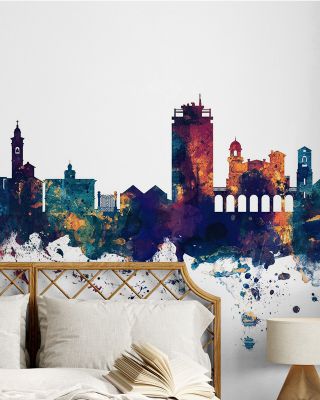 Lugano Switzerland Skyline Blue & Bronze