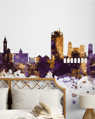 Lugano Switzerland Skyline Purple & Gold