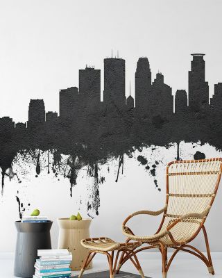 Minneapolis Minnesota Skyline Black & White