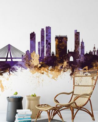 Mumbai Skyline India Bombay Purple & Gold