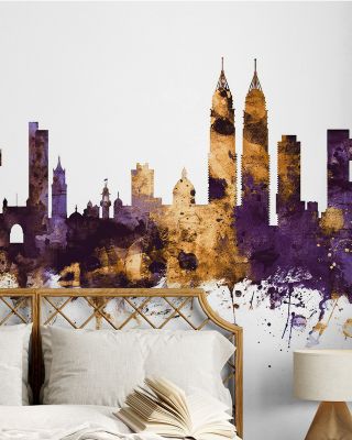 Mumbai Skyline India Bombay Purple & Gold