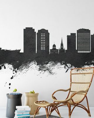 Norfolk Virginia Skyline Black & White