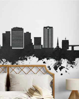 Norfolk Virginia Skyline Black & White