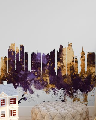 Panama City Skyline Purple & Gold