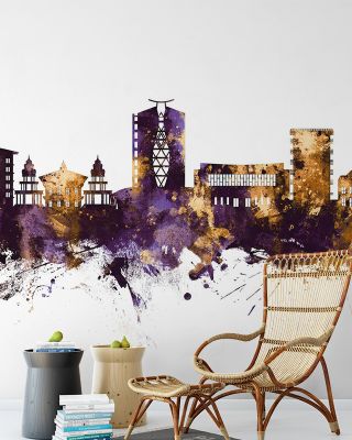 Paramaribo Suriname Skyline Purple & Gold