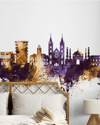 Paramaribo Suriname Skyline Purple & Gold