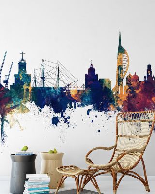Portsmouth England Skyline Blue & Bronze
