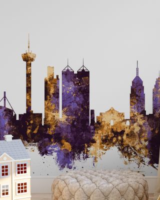 San Antonio Texas Skyline Purple & Gold