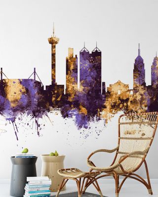San Antonio Texas Skyline Purple & Gold
