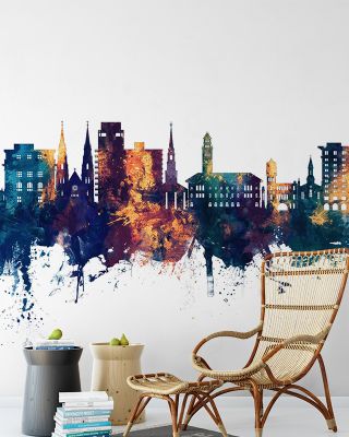 Savannah Georgia Skyline Blue & Bronze