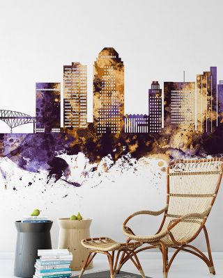 Shreveport Louisiana Skyline Purple & Gold