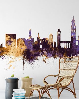 Split Croatia Skyline Purple & Gold