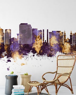 Spokane Washington Skyline Purple & Gold
