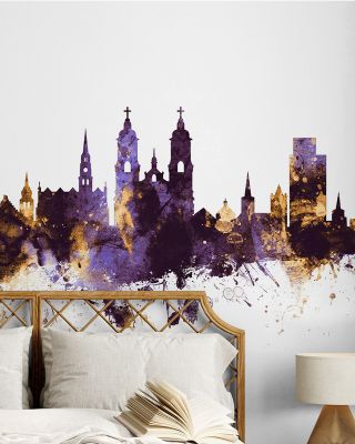 St Gallen Switzerland Skyline Purple & Gold