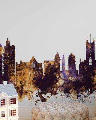 Stoke-on-Trent Skyline Purple & Gold