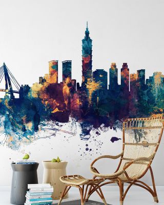 Taipei Taiwan Skyline Blue & Bronze