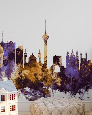 Tehran Iran Skyline Purple & Gold