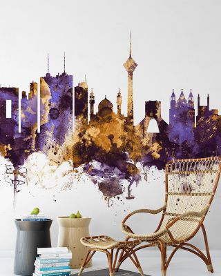 Tehran Iran Skyline Purple & Gold