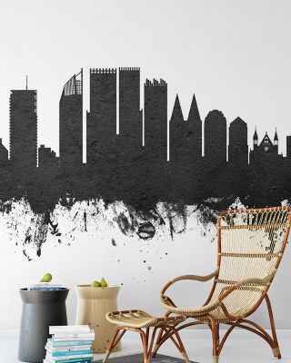 The Hauge Netherlands Skyline Black & White