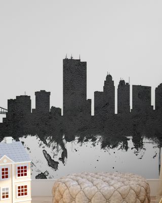 Toledo Ohio Skyline Black & White