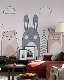 Sleeping Bunny Pink Whimsical Wallpaper - Custom Made, Eco-Friendly for ...