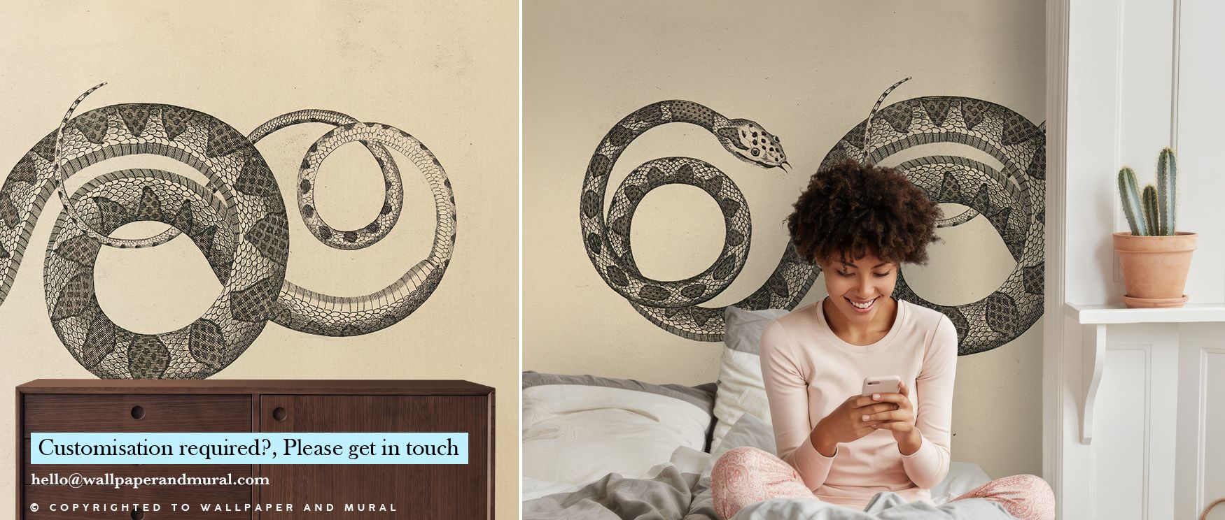 Shadow and shimmer interplay beautifully within Vintage Viper Wallpaper, balancing strength and elegance through tonal harmony. It enhances refined rooms or creative spaces with tactile calm and modern artistry. 
