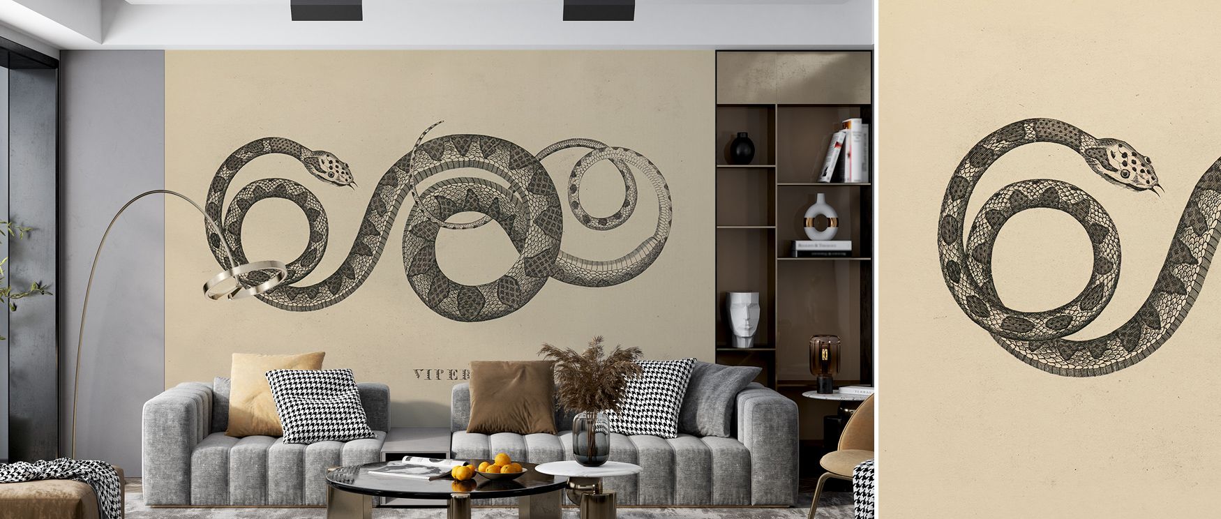 Vintage Viper Wallpaper merges subtle texture and elegance into a modern composition. Its interplay of pattern and tone enhances walls with strength and serenity, embodying sleek sophistication. 