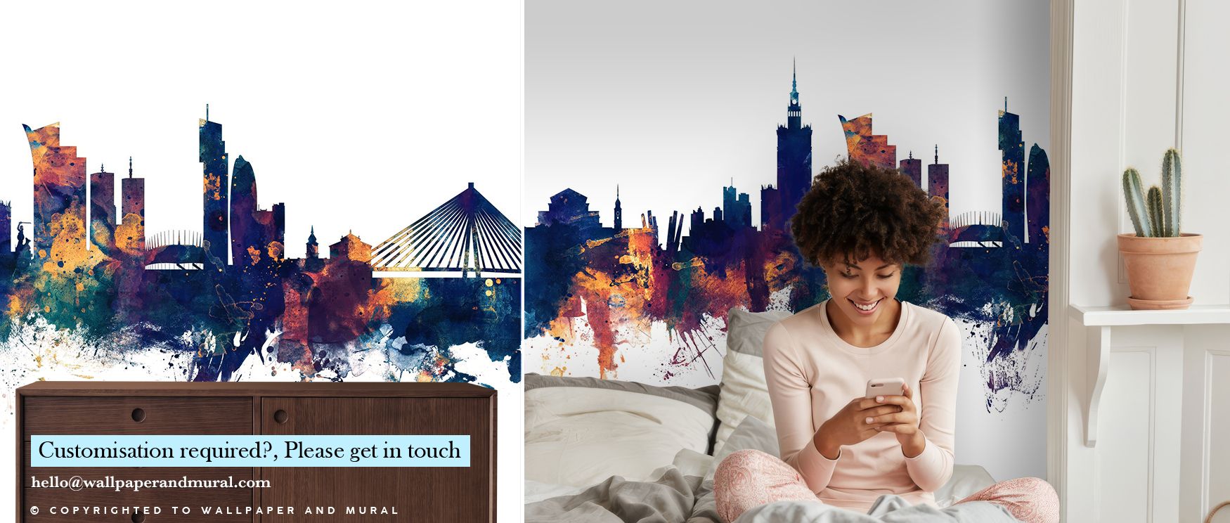 Cool blue tones melt into soft bronze light across Warsaw Poland Skyline Blue & Bronze Wallpaper. Its quiet contrasts inspire warmth and unity, transforming spaces into artistic reflections of structural grace. 