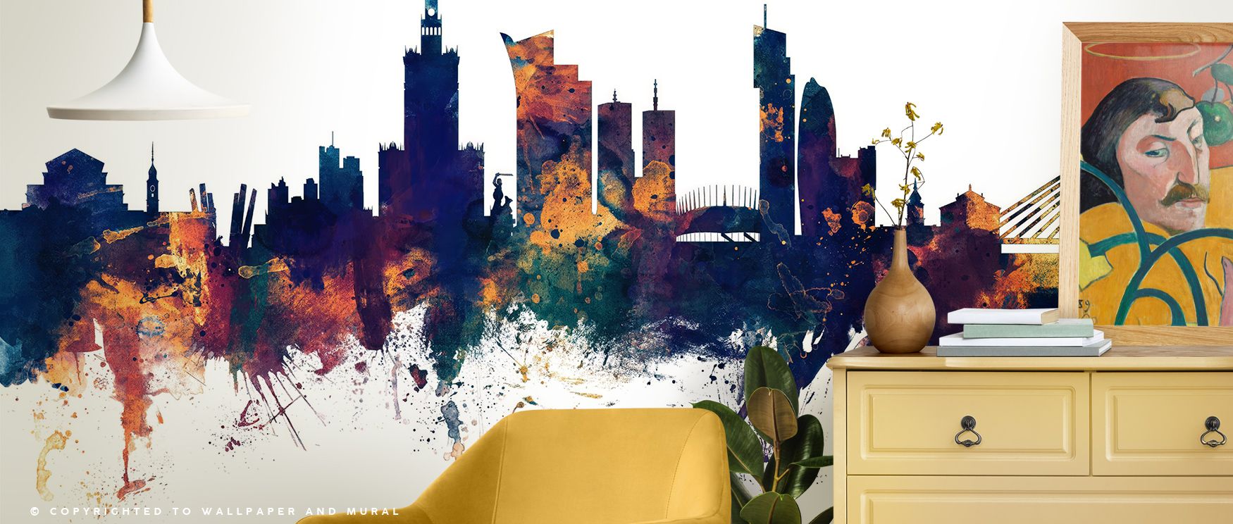 Through tonal mastery and fine composition, Warsaw Poland Skyline Blue & Bronze Wallpaper celebrates design as architecture. Its subdued metallic palette brings poise and serenity to interiors immersed in cultural refinement. 