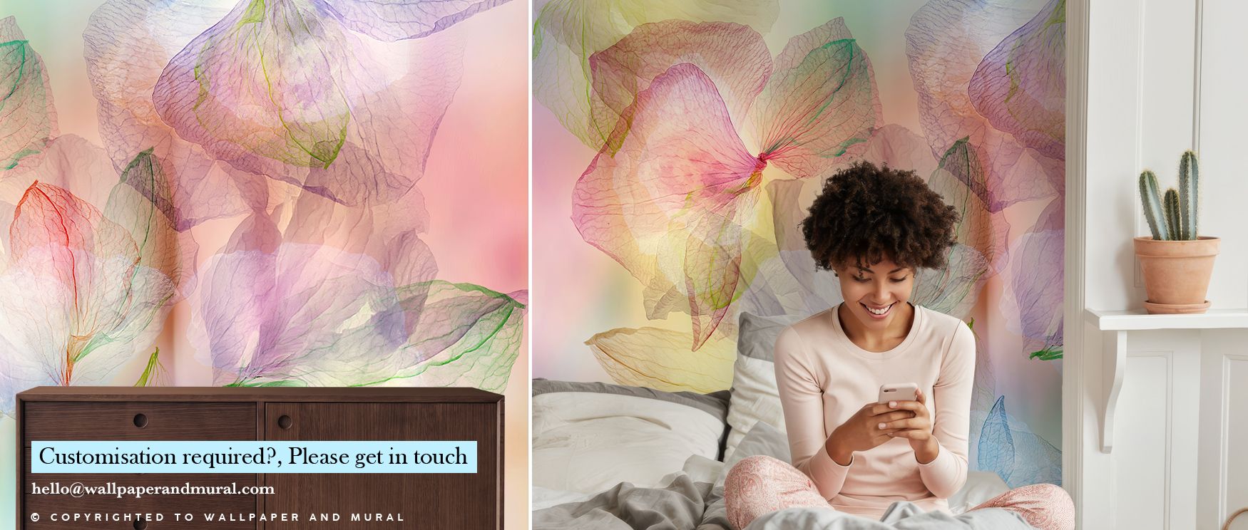 Weightless Bouquet Wallpaper paints serenity through movement and tone. Each bloom is rendered in quiet fluidity, inviting rooms to embrace the visual peace of flowers caught in eternal suspension. 