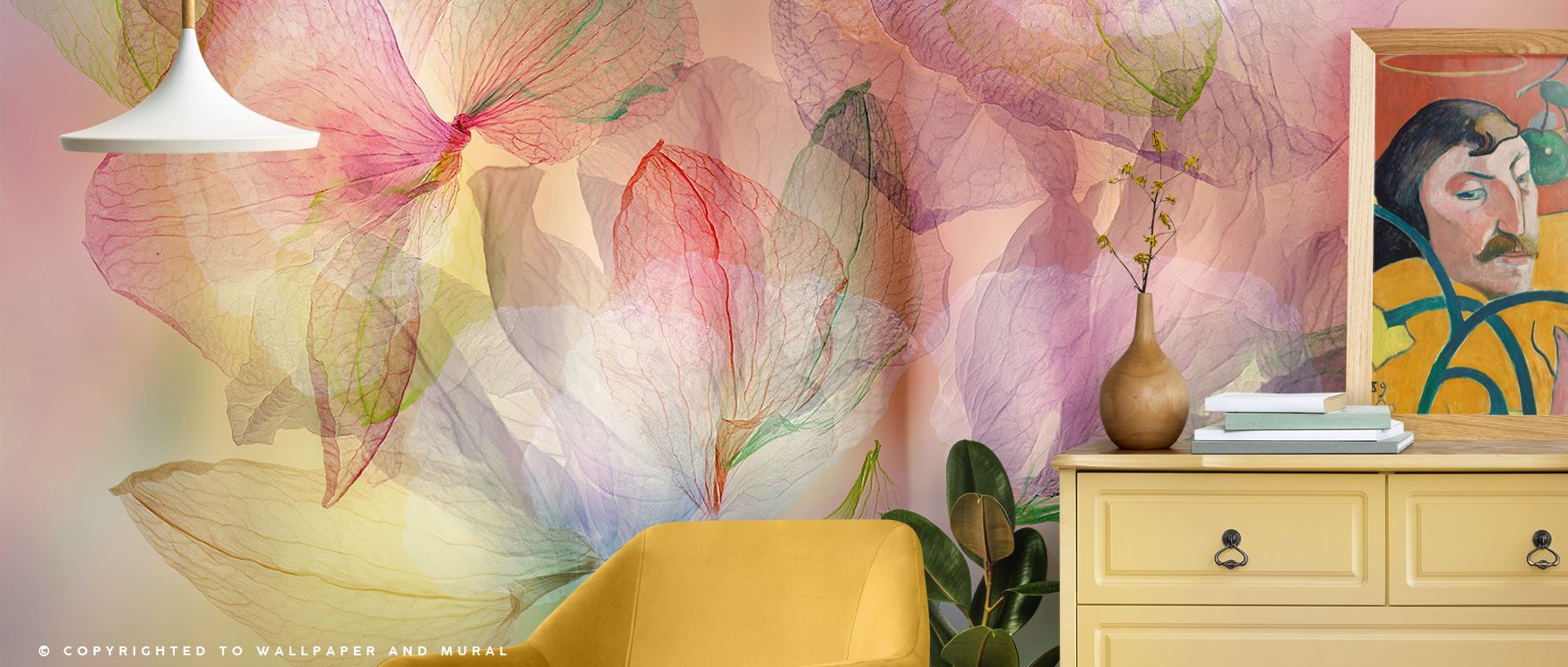 In every detail, Weightless Bouquet Wallpaper captures the language of still beauty. The interplay of color and texture adds calm depth to modern interiors, creating an environment of elegant poetic charm. 
