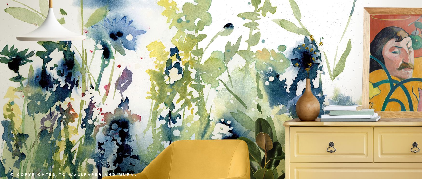 Shades of blue unfurl across Wild Meadow Blue Wallpaper, their fluid rhythm painting light into stillness. The composition’s flow brings poetic calm, infusing rooms with serenity and floral imagination. 