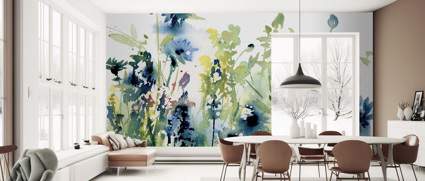Wild Meadow Blue Wallpaper reveals the softness of daylight through blooming tone and texture. Its natural fluidity inspires balance, perfect for creative interiors that value peace, beauty, and visual grace. 