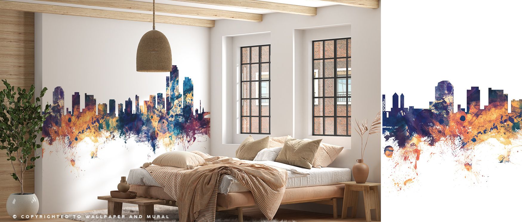 Metallic bronze softly meets cool azure in Wilmington Delaware Skyline Blue & Bronze Wallpaper, producing a refined urban panorama that radiates quiet beauty. The skyline motif expresses balance between modern rhythm and architectural grace, evoking sunse