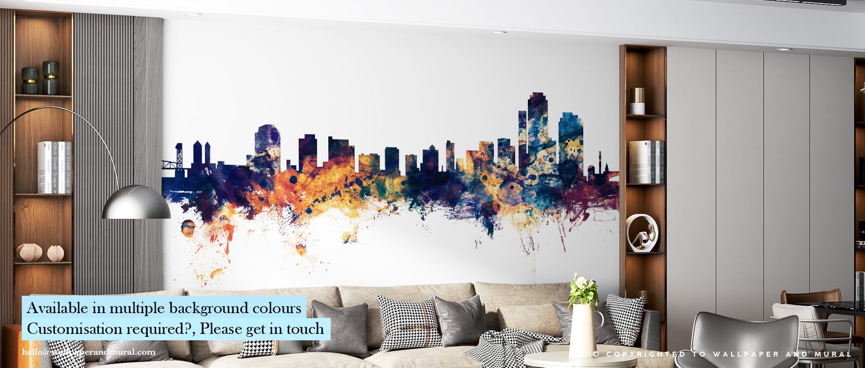 Blue serenity intertwines with warm metallics in Wilmington Delaware Skyline Blue & Bronze Wallpaper, echoing reflections of city lights across river waters. The skyline stands tall yet peaceful, offering an atmospheric rhythm filled with harmony. Perfect