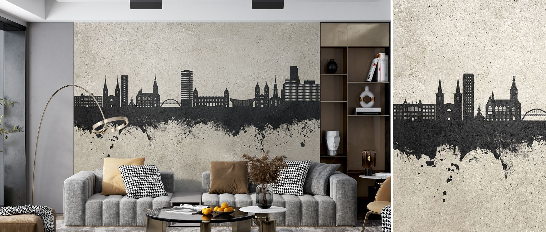 Infuse interiors with Wuppertal Germany Skyline Concrete Wallpaper, capturing modern city life through minimalist forms and neutral concrete colors for living rooms, bedrooms, or creative corners. The design feels dynamic yet understated. 