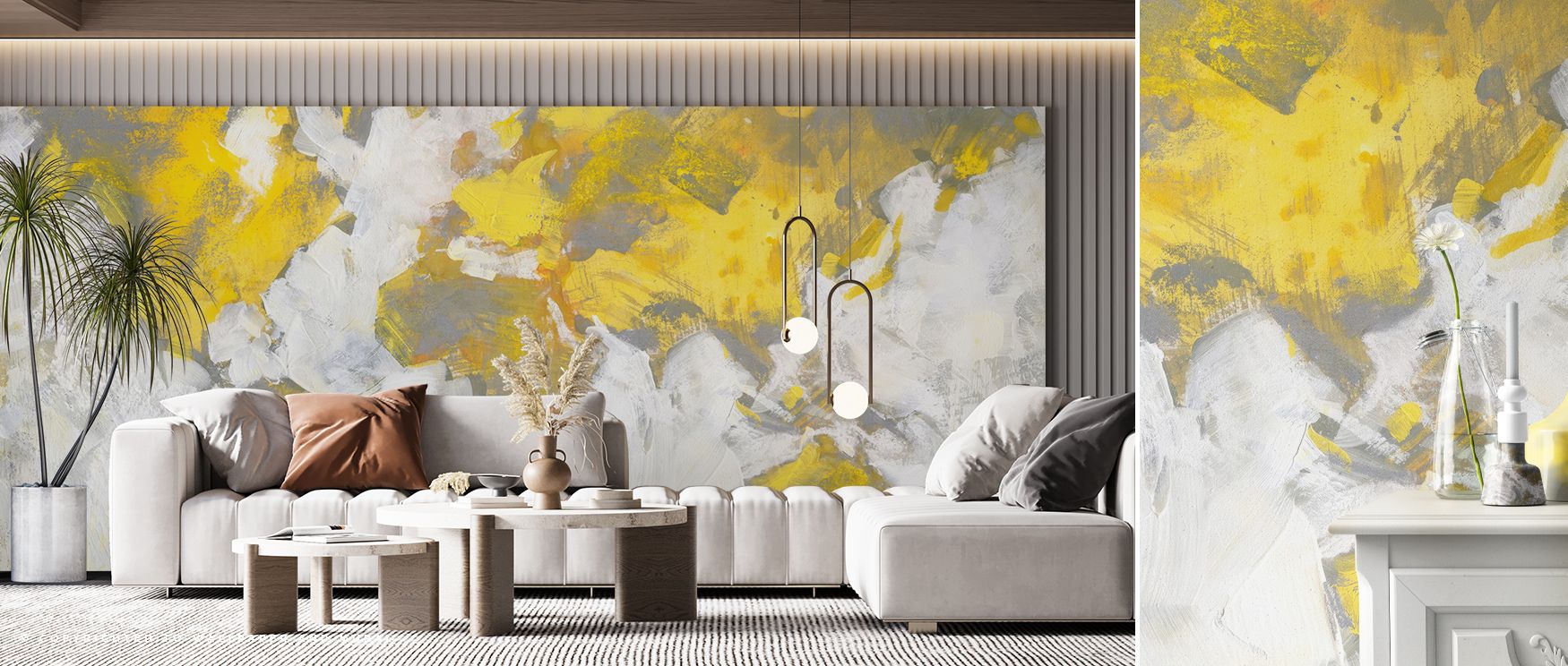 Add vibrancy with Yellow World Wallpaper, combining rich yellow hues and flowing forms for bedrooms, living rooms, or creative corners, producing a cheerful yet balanced atmosphere. 