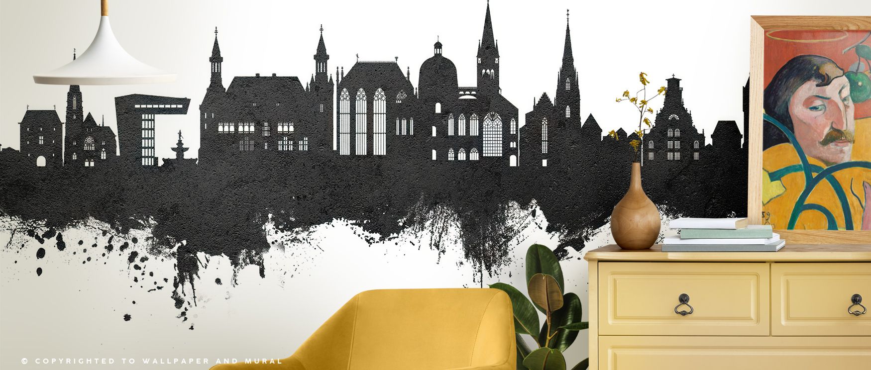 In the Aachen Germany Skyline Black & White Wallpaper, structures rise with poetic simplicity. Light and shadow merge in smooth gradients, creating modern balance that transforms interiors into serene reflections of metropolitan charm. 