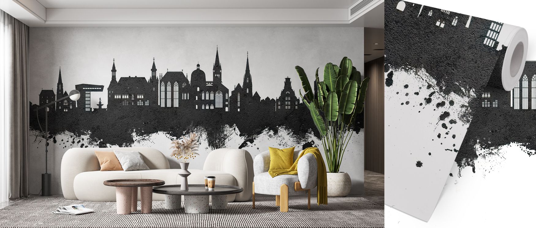 The Aachen Germany Skyline Black & White Wallpaper radiates contemporary poise through its seamless skyline composition. Each structure becomes a story of heritage and progress, filling spaces with elegant urban energy. 