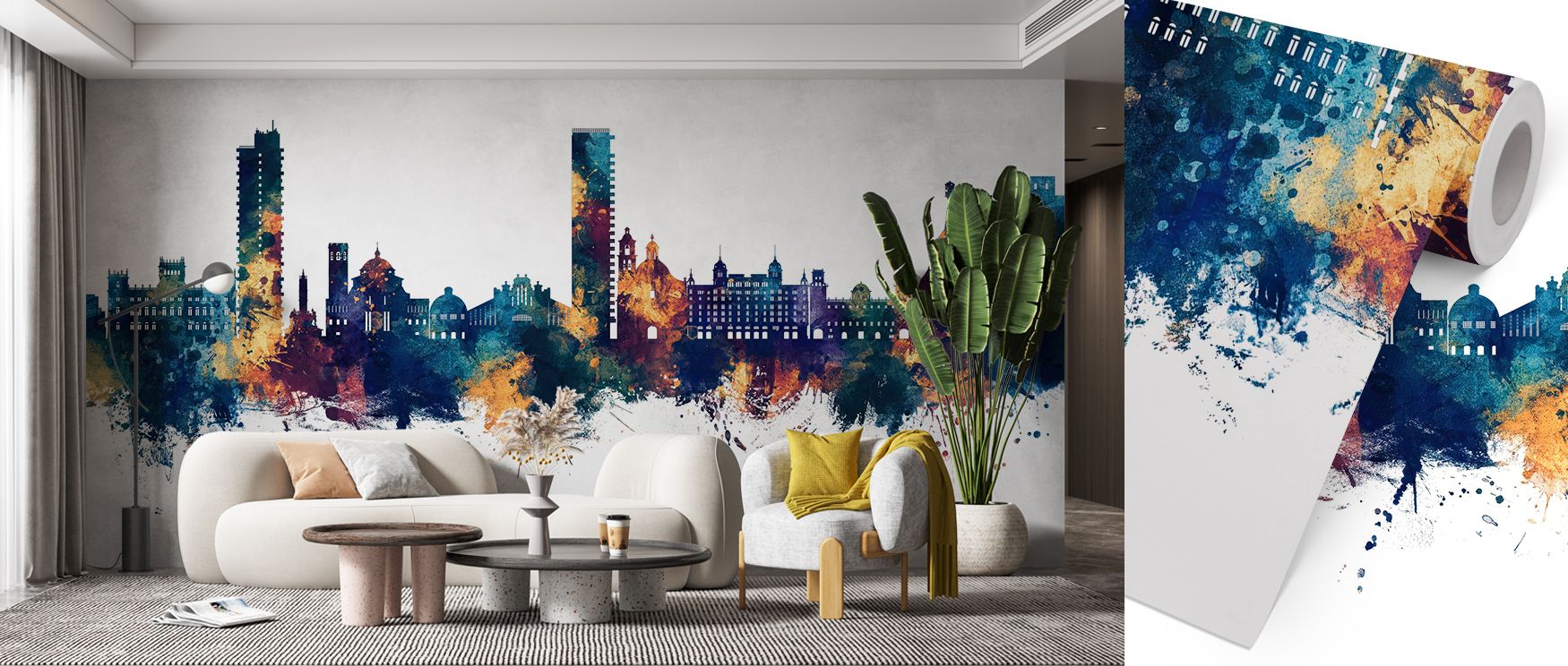 Gentle metallic highlights shimmer through the Alicante Spain Skyline Blue & Bronze Wallpaper, capturing balance between day and dusk. The composition’s glowing tones enrich walls with luxurious simplicity and timeless charm. 