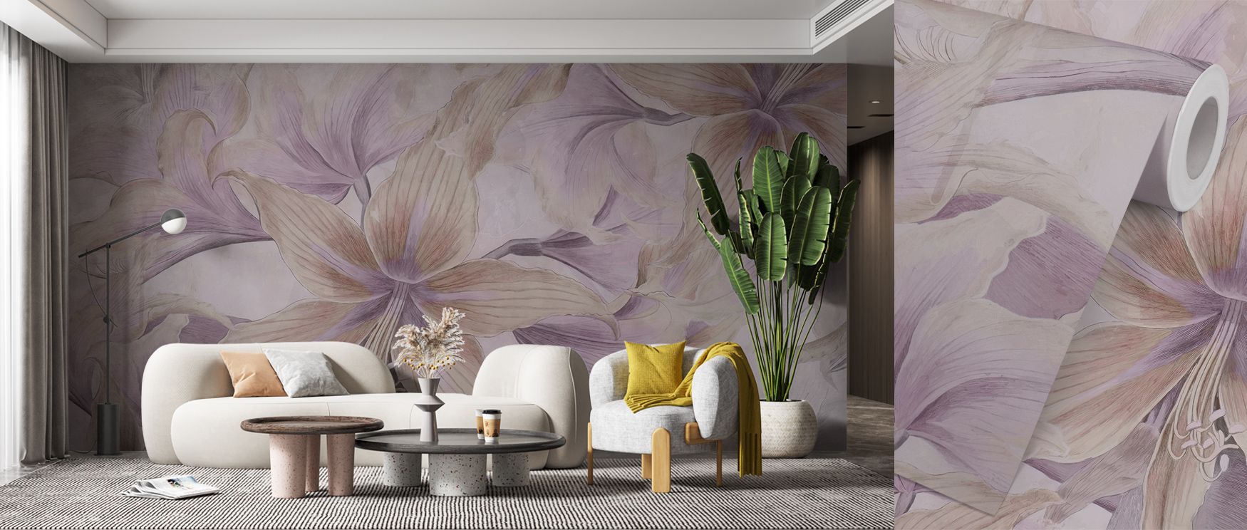 Romantic detail defines the Amarantus Dream Pink Wallpaper, where soft rose petals and blush tones merge with ambient light. Its floral textures create a serene depth that changes throughout the day. The mural resonates emotionally, turning walls into liv