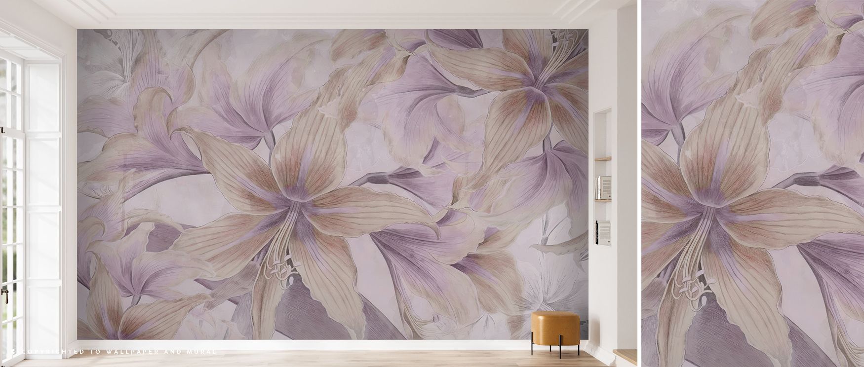 The Amarantus Dream Pink Wallpaper radiates a quiet energy that soothes and uplifts. Its movement feels painterly yet precise, each bloom a gentle meditation in color and form. The composition builds serenity through repetition, offering a sanctuary-like 