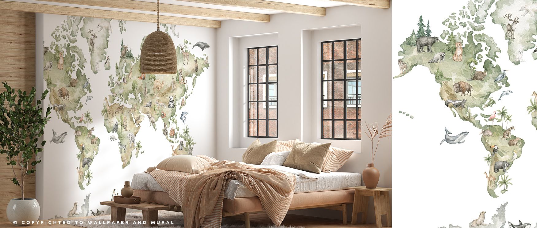 Playful detail radiates through Animals From Around the World Map Wallpaper, where continents bloom with animal illustrations alive in color. Lions, whales, and birds journey across lands, forming an educational adventure perfect for inspiring joyful expl