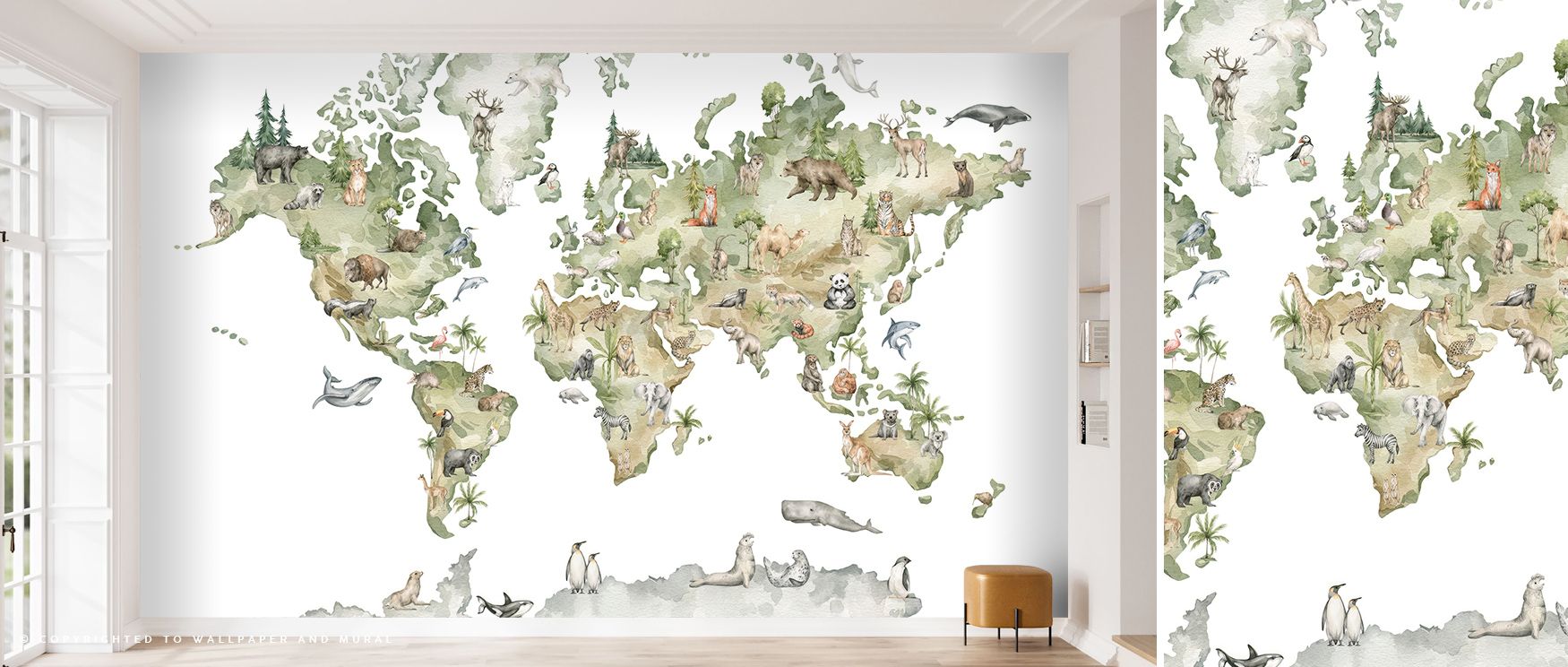 Adventurous spirit shines through Animals From Around the World Map Wallpaper, its vivid depictions forming a global journey across land and sea. Creatures coexist in artistic unity, transforming walls into storytelling surfaces for curious and lively you